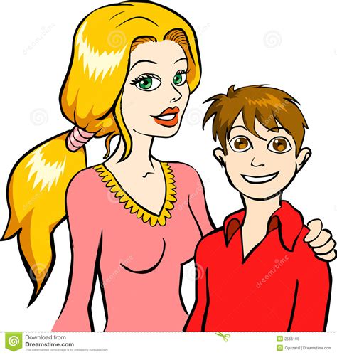 mother and son clip art